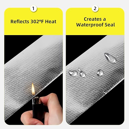 2 Inch x 65 Ft Fiberglass Reinforced Aluminum Foil Tape, Heavy Duty HVAC Foil Tape for Dryer Vent, Ductwork, Metal Repair, Heat & Moisture Resistant, Silver