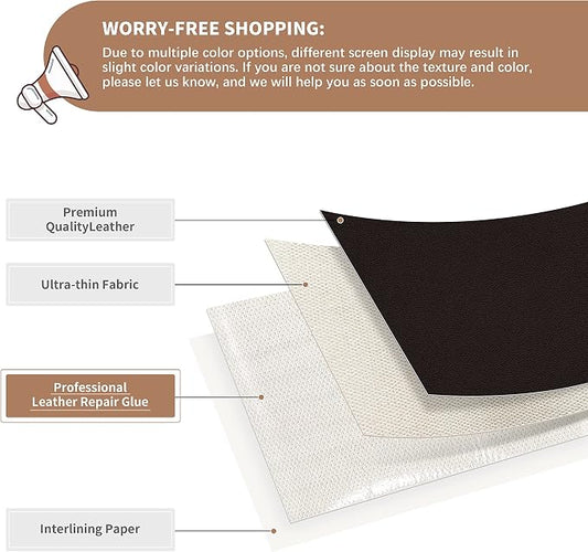 ONine Leather Repair Patch，Self-Adhesive Couch Patch，Multicolor Available Scratch Leather 8X11 Inch Peel and Stick for Sofas, Car Seats Hand Bags Jackets(New Dark Brown)