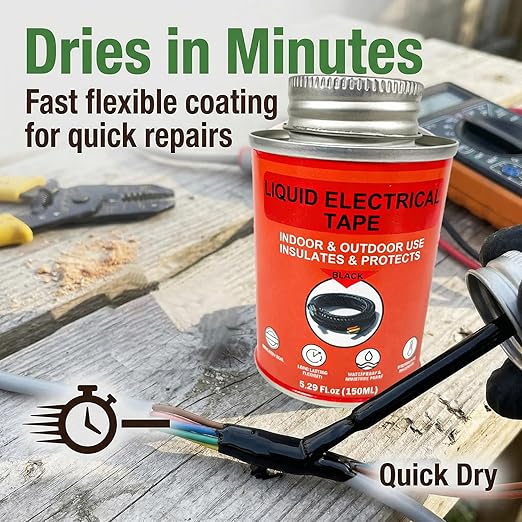150ml Liquid Electrical Tape Insulating Repair Glue, Quick-Drying Waterproof High Temp Resistant Insulation Coating with Brush Cap for Wires Cables Outdoor Electrical Equipment Fixing