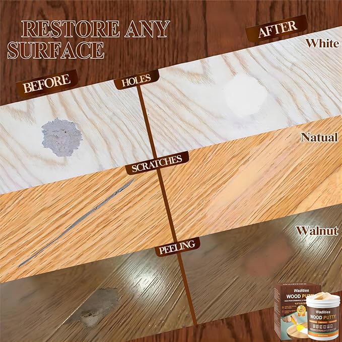 Wadities Natual Wood Filler, Natual Wood Putty, Paintable Stainable Wood Repair Putty, 9.87 Ounce Wood Furniture Repair kit, Quickly Repair Wood Cracks and Holes on Wooden Floor Furniture (Natual)