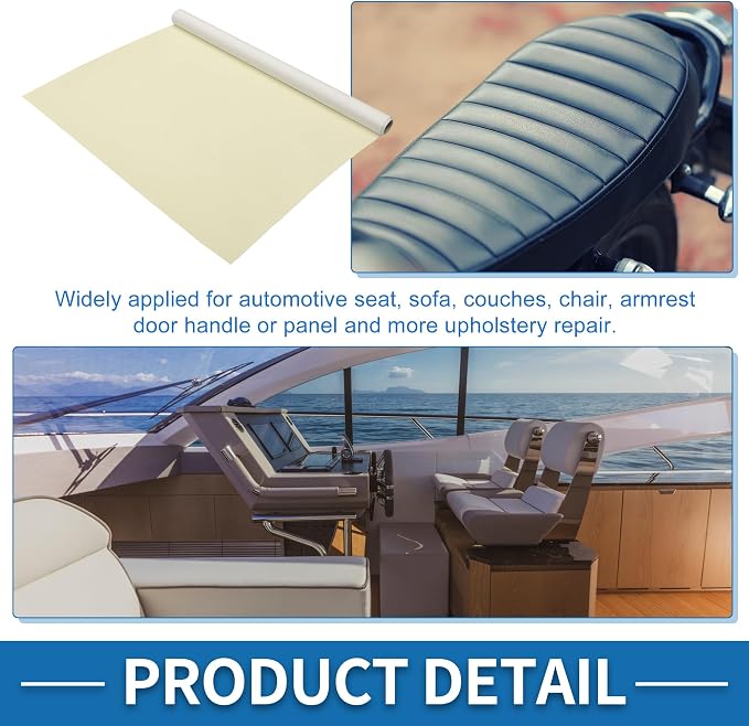 Self Adhesive Leather Repair Patch Strong Stickiness 19.6"x39" Leather Repair Tape PVC Faux Leather Beige Yellow 1 Pcs