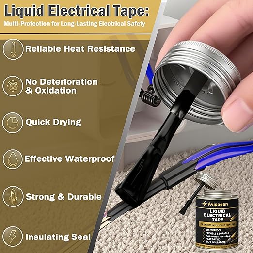 Liquid Electrical Tape Waterproof, 150ml Liquid Tape for Wire Insulation & Repair, Fast Drying Flexible Electrical Sealant, Heat Resistant Liquid Electrical Tape for Outdoor Indoor Use