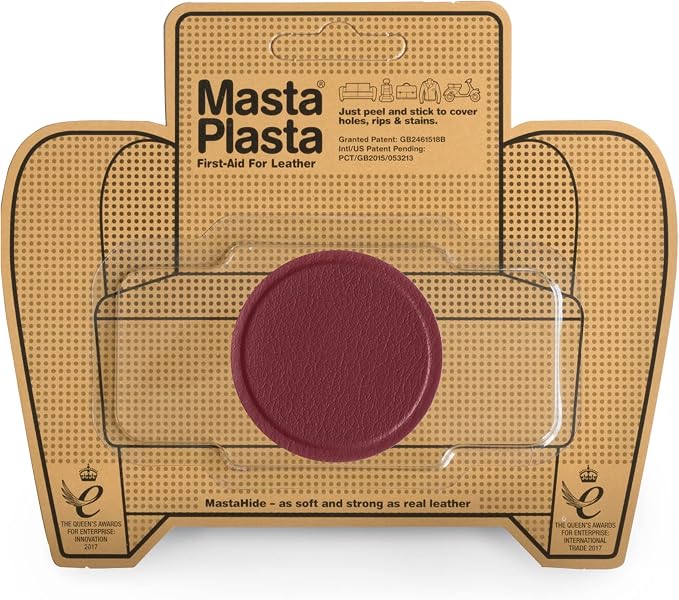 MastaPlasta Premium Leather Repair Patch – 2 Inch Red Circle – Self‑Adhesive, Upholstery‑Grade, Ready‑to‑Use. Your Professional DIY Repair for Couches, Car Interiors, Bags and More