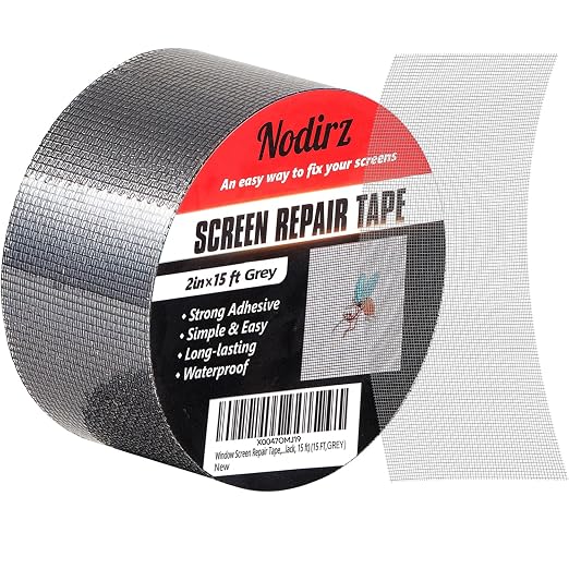 Window Screen Repair Tape, 2 in X 15 FT(180IN) Screen Rrepair Kit for Windows or Doors, Strong Adhesive Screen Patch Repair Kit Mesh Repair (Grey, 15 FT)