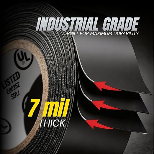 Wide Electrical Tape (48 Pack) - Heavy Duty Thick Flame Retardant Black Electrical Tape, Industrial Grade Waterproof PVC Vinyl Roll, 2in x 66ft, 7 Mil, 600V - UL/CSA Listed