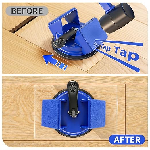 Floor Gap Fixer Tool Heavy Duty 45°Striking Surface Floor Gap Repair Tool Made of Iron & Enhanced Suction Cup with Slot Cutter and 5pcs Sticky Pads for Fixer Laminate/Vinyl Flooring Tools
