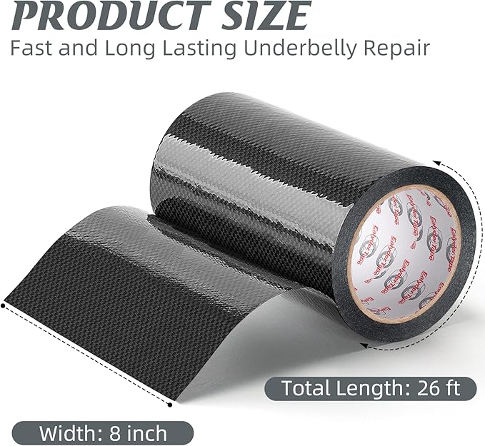 RV Underbelly Tape RV Underbelly Repair Material 8" x 26', Waterproof Flex Belly Tape with Permanent Sealing Adhesive for Mobile Home, Trailer, Camper(Black, 8 Inch x 26 Feet)