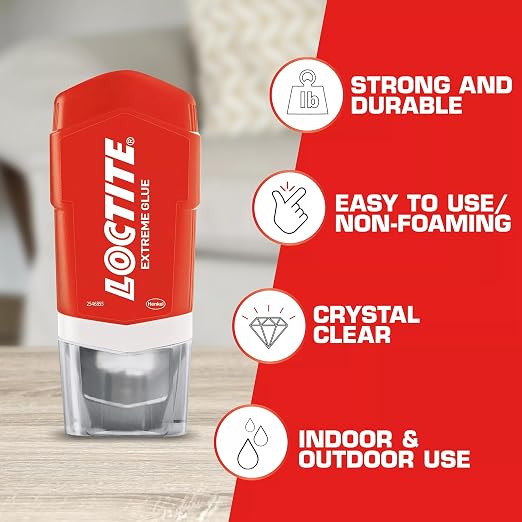 Loctite Extreme Glue, Strong All Purpose Glue for Wood, Metal, Leather, Pastic, & More - Dries Clear - 1.62 oz Tube, 1 Pack