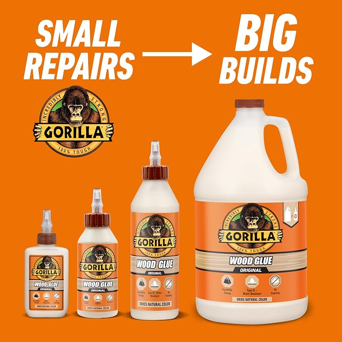 Gorilla Wood Glue, 18 Ounce Bottle, Natural Wood Color, (Pack of 1)