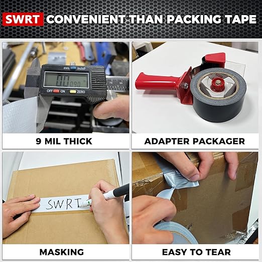 SWRT 9 Mil Duct Tape Heavy Duty, 2 in x 45 YD (Total 135 YD), 3 Pack Strong Adhesive, Residue-Free Waterproof Duct Tape for Indoor and Outdoor Sealing, Patching & Repair (Black, Silver, White)