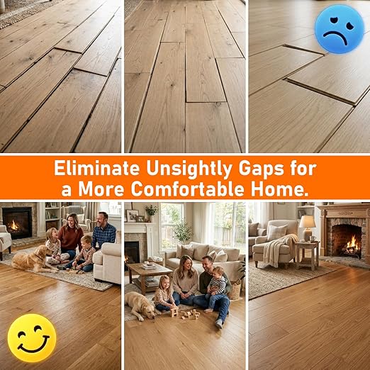 Floor Gap Fixer Tool – Fix Floor Gaps in 2 Steps, 5 Sticky Pads for Textured Floors, 110 lbs Impact Resistance, Professional Plank Puller for Smooth Surface Wood Tile Hardwood Floor Gaps
