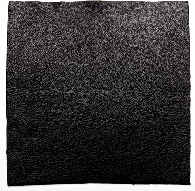 Natural Grain Cow Leathers: 12'' x 12'' Pre-Cut Leather Pieces (Black, 3 Pieces)