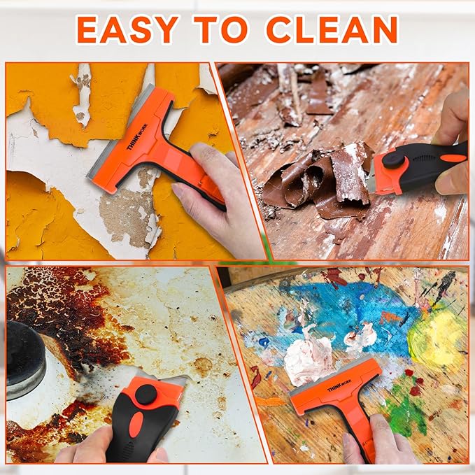 Razor Blade Scraper, 2 Pack Razor Scraper with 40Pcs Razor Blades, Multi-Purpose Cleaning Scraper Tool for Removing Decals, Tint, Stickers, Labels, Caulk, Adhesive from Window, Oven, Stove Top