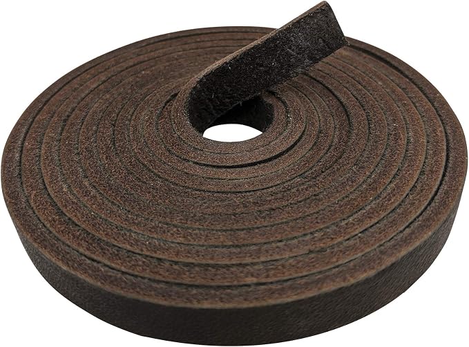 TOFL 3/8" Wide Flat Leather Cord – 72" (6 Feet) Long × 1/8" Thick (7-8oz) | Real Cowhide Leather Strips for Crafts | Dark Brown | 72" L x 3/8" W x 1/8" Thick | Suede Backing | Leather Craft Supplies | Easy to Cut & Stitch | DIY Projects & Repairs | 7–8 oz