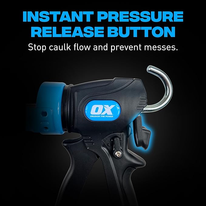 OX Pro Heavy Duty Caulk Gun - 10 oz Manual Caulking Gun with Dual 24:1/12:1 Thrust Ratio - Best Caulk Gun for Sealant & Adhesive - Pistola De Calafateo