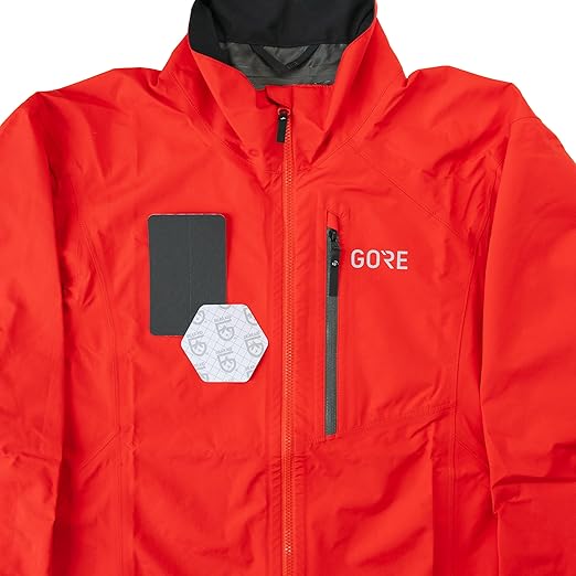 GEAR AID Tenacious Tape Gore-TEX Fabric Patches for Waterproof Jacket & Rain Gear Repair, Black, 2.5” x 2.8” Hex & 2.5” x 4” Rectangle, 4 Patches