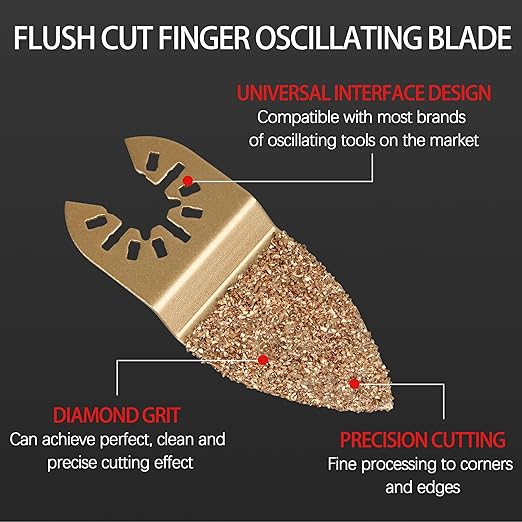 Diamond Flush Cut Oscillating Blade,Carbide Flush Cut Finger Oscillating Blade for Dewalt Oscillating Tools Grout Removal, Cleaning Mortar