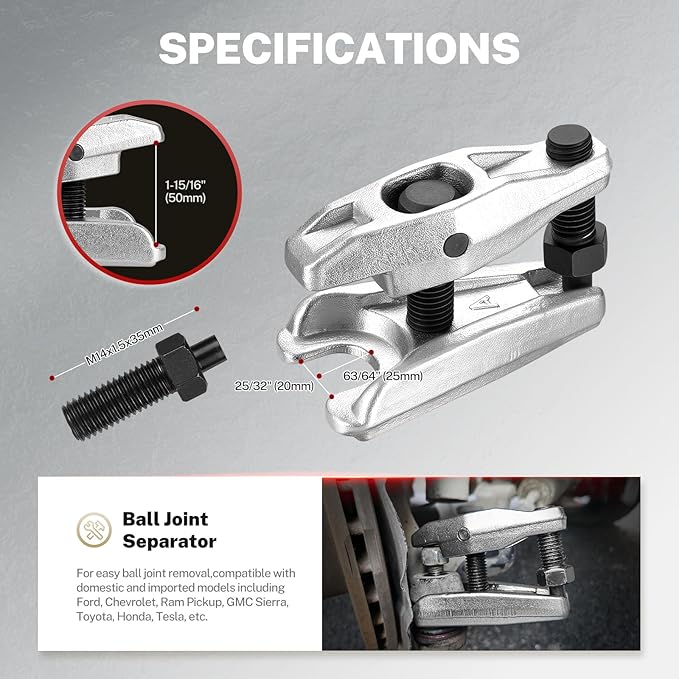 TOMMARS 3Pcs Ball Joint Separator, Tie Rod End Tool Pitman Arm Puller for Front End Service, Ball Joint and Tie Rod Removal Tool Set