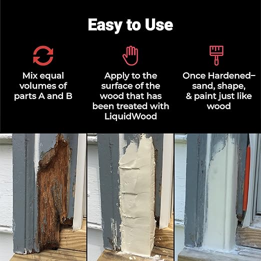Abatron WoodEpox Kit - 12 oz - 2-Part Structural Epoxy Adhesive Filler - Wood Filler Putty