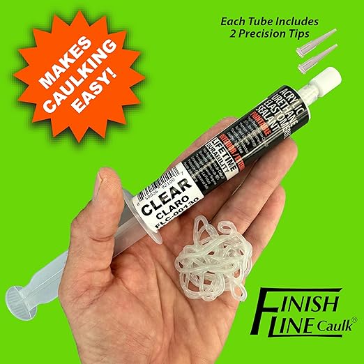 – Acrylic Urethane Elastomeric Sealant – Pre-Filled Precision Caulk Gun – Clear – 1 oz Tube – Flexible & Durable Sealant for Trim, Baseboards, and Small Cracks *Dries Translucent