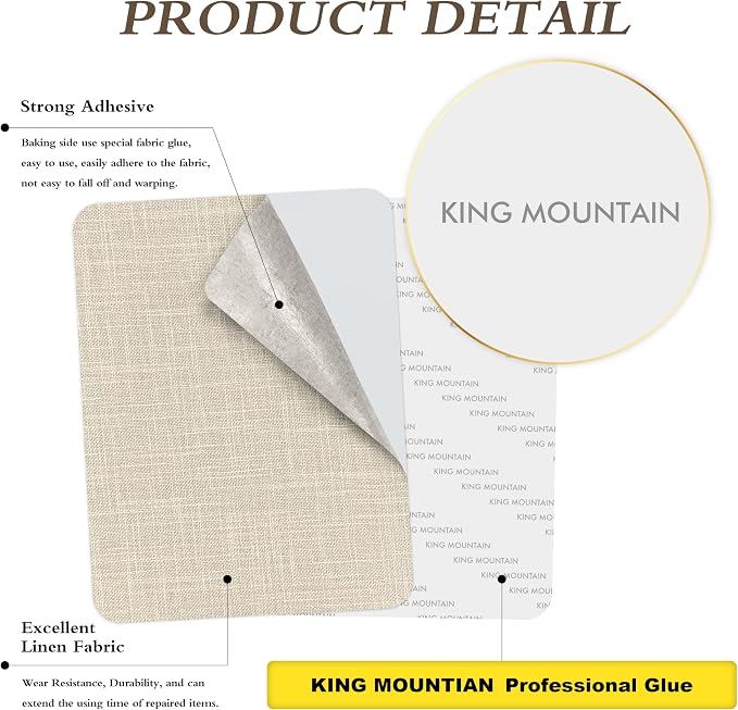 Fine Linen Repair Patches,Self-Adhesive Fabric Patches,8X11 inch 2 PCS,Multi Color, Can be Used for Sofa，Chair,Curtain Repair(8" x 11"-2PCS,Cream-Gray 2.0)