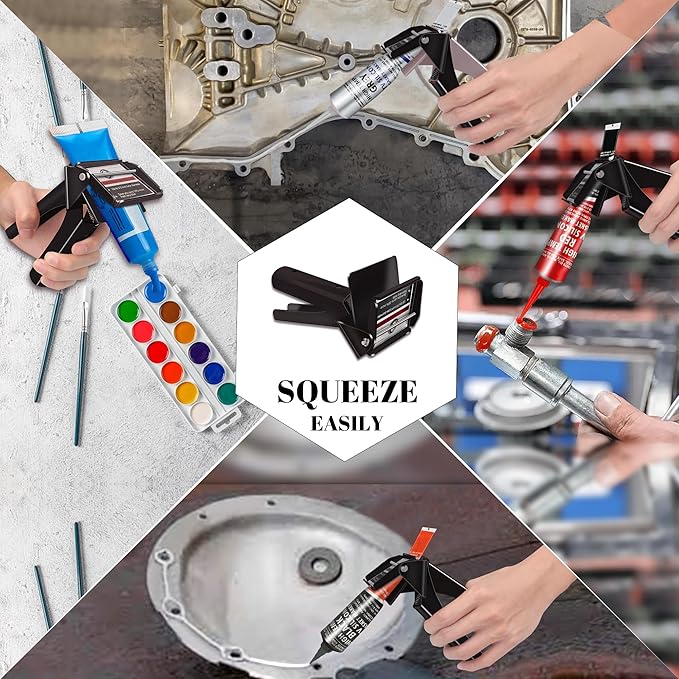 TYUJIGINE Tube Extrusion Tool - Efficient RTV and Silicone Dispenser that maximizes The use of All Material in The Tube and Prevents Material Waste(Black)
