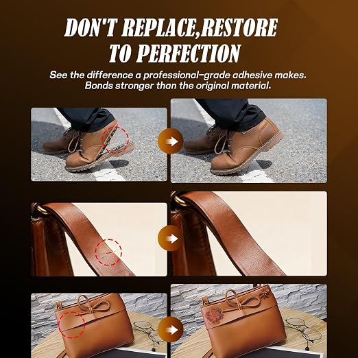 Leather Glue, 4.32oz Flexible Clear Adhesive for Leather Repair, Shoe Glue for Boots, Bags, Furniture, Waterproof & Strong Bond, Non-Yellowing,