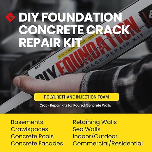 RadonSeal DIY Concrete Foundation Crack Repair Kit (20-ft) - The Homeowner's Solution to Fixing Basement Wall Cracks Like The Pros