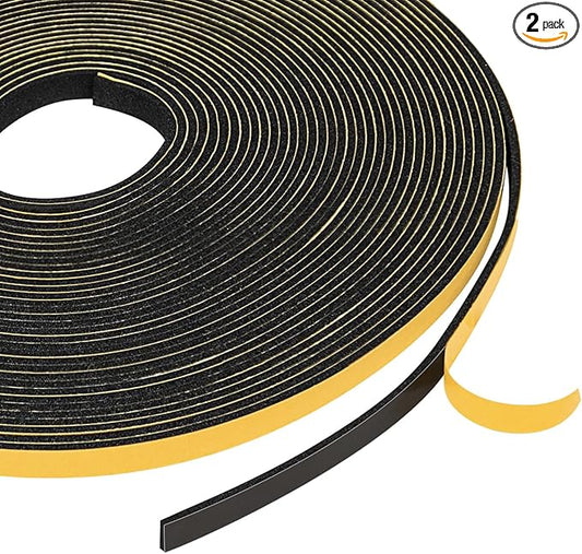 Yotache Weather Stripping (.25) 1/4 Inch Wide X 1/16 Inch Thick (New Adhesive Craft), Thin Foam Seal Gasket Tape for Window, Dashboard, Sliding Door Jamb, 65 Ft Length (2 Strips of 33 Ft Each)