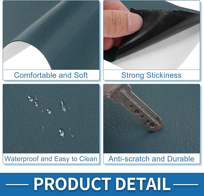 Self Adhesive Leather Repair Patch Strong Stickiness 30"x16" Leather Repair Tape PU Leather Deep Blue 1 Pcs