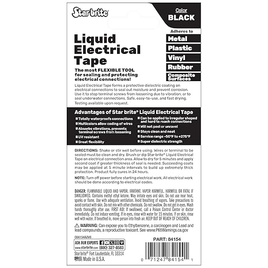 STAR BRITE Liquid Electrical Tape Black 1 OZ. Tube (084154)