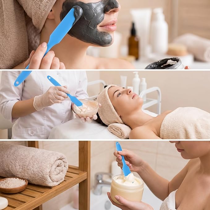 Patelai Non Stick Wax Spatulas Silicone Waxing Sticks Waxing Applicator Hair Removal Large Reusable Scraper Large Area Hard Wax Sticks for Home Salon Body Use Mixing Resin(Blue)