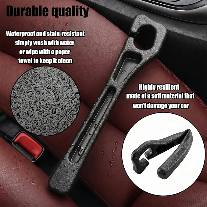 2PCS Car Seat Gap Filler, PU Leather Seat Gap Filler Strip, Anti-Drop Car Seat Gap Plug Catcher, Car Gap Seat Filler Between Seats for Cars SUVs Trucks (Black)