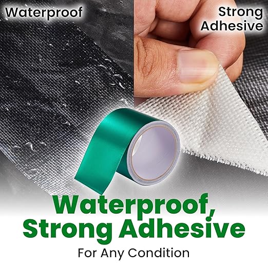 Awning Covers & Tarp Repair Tape - Waterproof Self Adhesive Patch Repair Kit | Patch Tapes for Awnings, Outdoor Canopies, Patio Awnings, Gazebos, Tents, RV, Canvas, Boat Covers (Green, 3 Inch X 25 Ft)