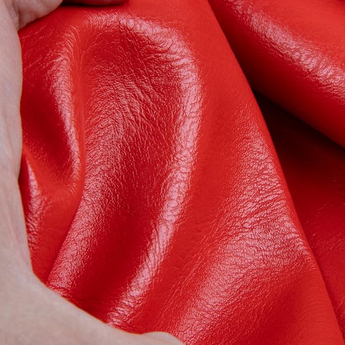 Faux Leather Fabric Sheet, 12 x 54 Inches, Texture Synthetic Material for DIY Crafts, Leather earings,Upholstery, Automotive, Sofa Projects Individual 1/3 Yard Cut (Bright Red, 1/3 Yard)