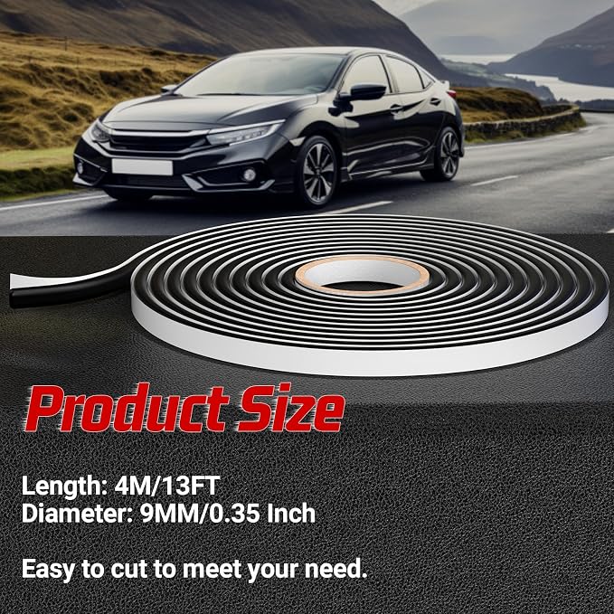 13Ft Headlight Sealant Retrofit Refit Butyl Rubber Glue Reseal for Car Headlamps Window Door Windshield (2 Pieces)