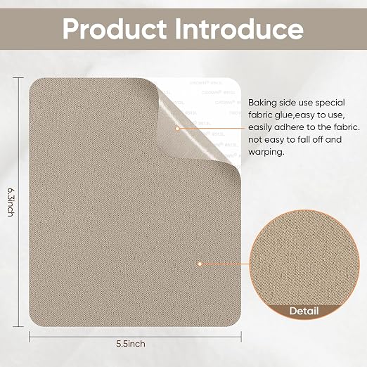 Suede Couch Patch Repair Fabric,6-Piece Self-Adhesive Microfiber Patches，Quick Fix Sofa Chair Car Seat,Furniture,Upholstery Repair Kit. (Beige)