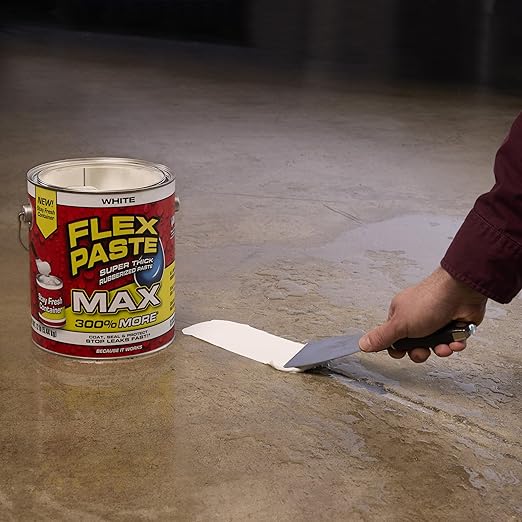Flex Paste, Waterproof Paintable Putty, Spackle Sealant, Fill Gaps Cracks Holes - Block Out Water and Air - UV Resistant - Walls, Drywall, EPDM, Concrete, Roof, RV Repairs, White, MAX