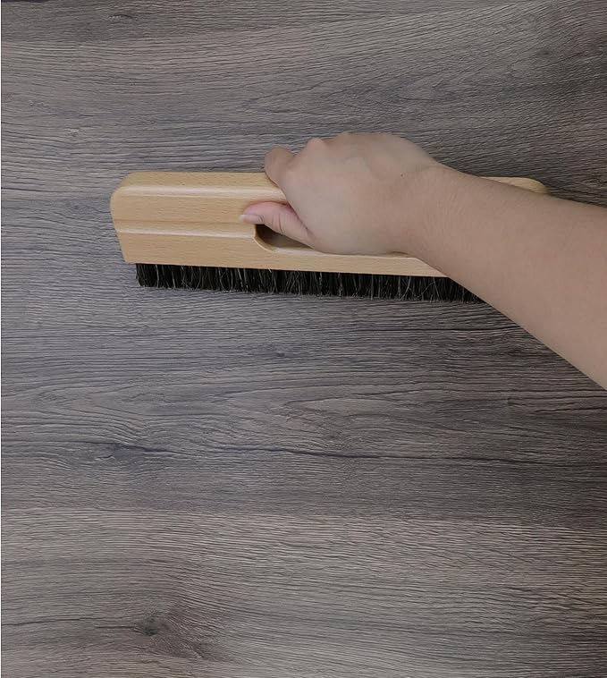 KUMGROT Wall Paper Removal Supplies Wallpaper Smoothing Brush Wallpaper Paste Brush Wallpaper Hanging Tool 4-Row Horse Hair Brush with Wood Handle for Tile Grout Cleaning Scrubbing (W03)