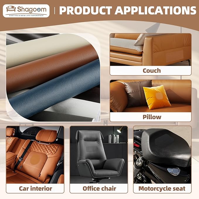 Shagoom Leather Repair Patch, 17X79 Inch Repair Patch Self Adhesive Waterproof, DIY Large Vinyl Patches for Couches, Furniture, Kitchen Cabinets, Wall （Coffee, 17X79 Inch）
