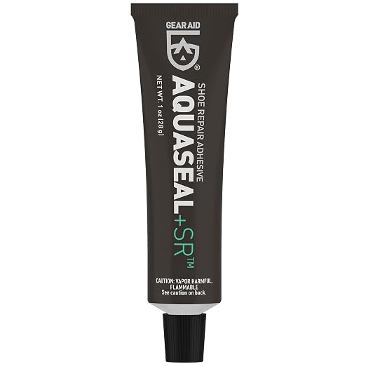 GEAR AID Aquaseal SR Shoe Repair Adhesive for Fixing Holes in Hiking, Work, Boots, Rainboots, Shoes, Soles and Rebuild Heels, Clear, 1 oz, 1 Pack