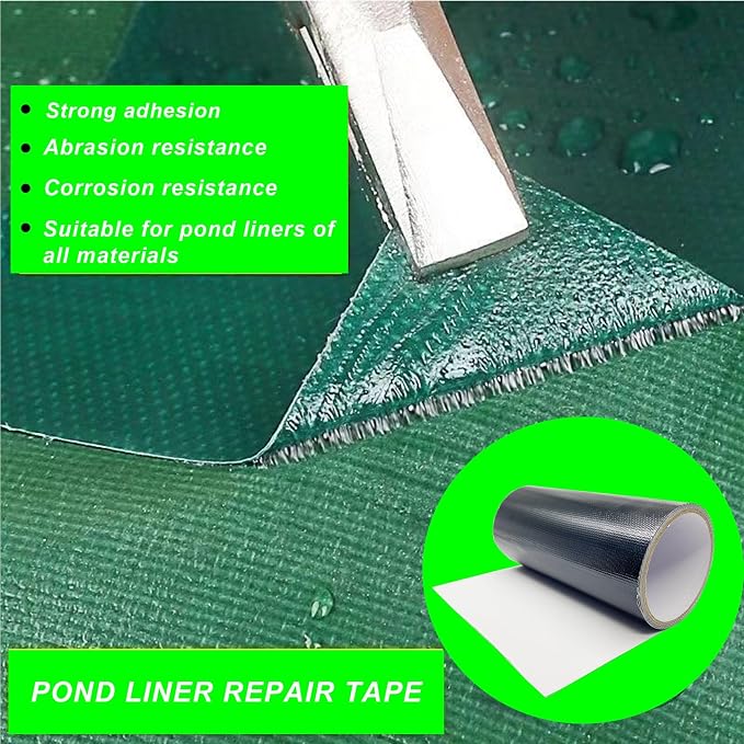 3.15 x 196 Inches Pond Liner Repair Tape Self-Adhesive Liner Repair Patch Kit Pond Liner Seam for HDPE/EPDM Garden Pond Patch Cover Repair