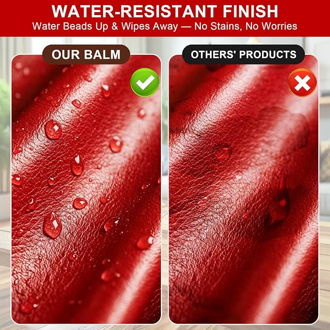 STARTSO WORLD Leather Recoloring Balm, Red Leather Repair Kit for Furniture, Leather Dye, Leather Color Restorer for Couches, Leather Couch Paint | Repair, Restore & Renew Old, Faded Leather