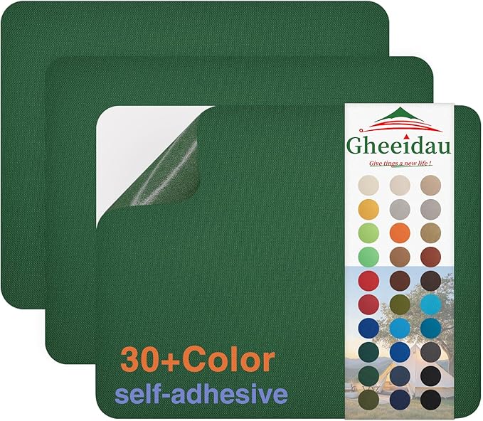Gheeidau Canvas Repair Patch 9×11 Inch 3Pcs Waterproof Self-Adhesive Fabric Repair Patch for Tents,Boat Cover,Pop Up Canopy,Patio,Bags,Car Seats,Sofas,Furniture Cover(Bottle Green)
