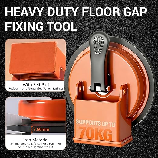 Floor Gap Fixer Tool, Plank Grabber Floor Fix Pro for Laminate, Wood, Tile & Vinyl Flooring - Heavy-Duty Aluminum Alloy Tool with Suction Cup & 5 Nano Pads, Family