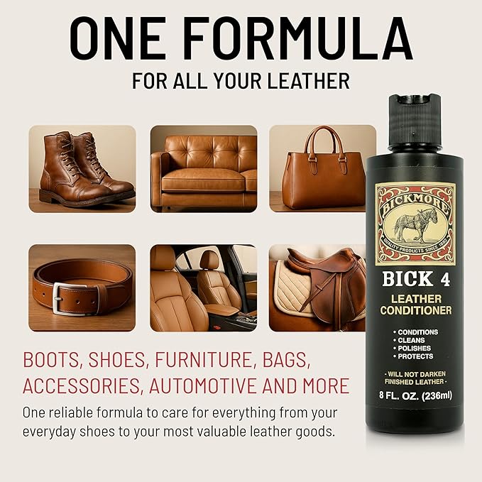 Bickmore Bick 4 Leather Conditioner 32 Fl Oz - USA Made Since 1882 - Leather Cleaner & Conditioner - Restore Polish & Protect All Smooth Finished Leathers