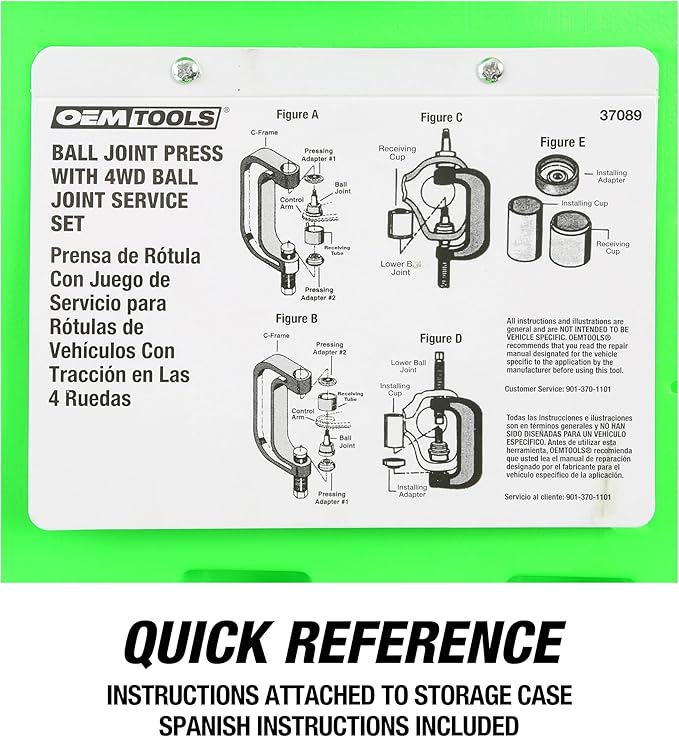 OEMTOOLS 37089 Ball Joint Press Kit, U Joint Removal Tool, Heavy-Duty Ball Joint Removal Tool, Steel C-Clamp for 4WD Trucks, Rust-Resistant Ball Joint Tool