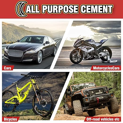 Chemical Vulcanizing Cement, Clear Tire Repair Glue, All Purpose Rubber Cement, Heavy Duty Tire Patch Kit with Brush Top Can for Car, Motorcycle, Bike, 17Oz