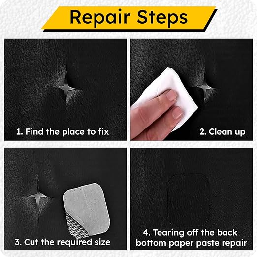 Black Leather Repair Tape Patch, Self Adhesive Vinyl Faux Material Roll 27 x 118 Inch, Cuttable Upholstery for Couch Sofa Car Seats Chairs Furniture