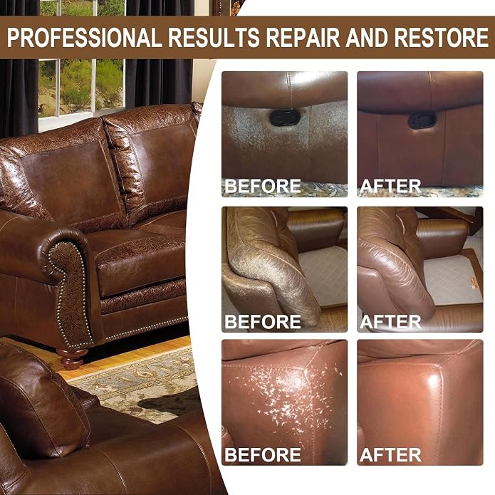 RQB Leather Repair Kit – 10-Color DIY Leather & Vinyl Repair for Furniture, Car Seats, Jackets, Bags & Shoes – Easy Color Match, Complete Tools Included